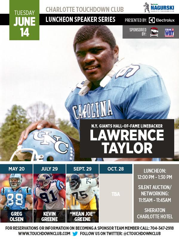 Lawrence Taylor speaking in Charlotte June 14th